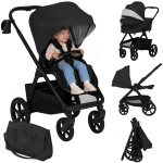 Lapsevanker 2in1 vankrikorviga kuni 22 kg, GravelTech rattad, vedrustus, 3D ventilatsioon &ndash; Lionelo Carmine Black Onyx, Black Onyx
