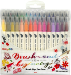 Pintselpliiatsite komplekt Brush Sign Pen Twin 30 v&auml;rvi kahepoolse pintselotsaga, Pentel