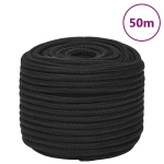 vidaXL paadik&ouml;is, t&auml;ismust, 12 mm, 50 m, pol&uuml;prop&uuml;leen
