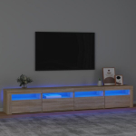 vidaXL telerialus LED-tuledega, Sonoma tamm, 240x35x40 cm
