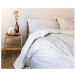 Bradley tekikott, 200 x 210 cm, 2 padjap&uuml;&uuml;riga, triibuline / v&auml;rvimata puuvill