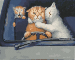 Maalimine numbrite j&auml;rgi - maalimise komplekt 40x50 cm. "Cat in the car"