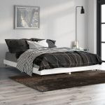 vidaXL voodiraam, valge, 140 x 190 cm, teras ja tehispuit