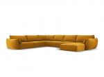 Panoraam vasakpoolne nurgadiivan velvet sofa Vanda, 8 istekohta, kollane (sinep)