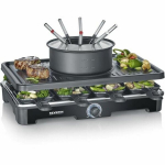 Raclette-Fondue combination - SEVERIN - RG2347 - 8 people - Fondue pot with 8 forks and 8 spatulas - Black