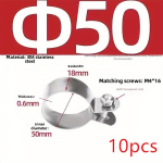 304 roostevabast terasest U-kujuline toruklamber, metallist klamber veetoru jaoks. , 50 mm (10 vnt.)
