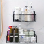 1tk Sepistatud Raudtraatv&otilde;rk Riiul, Roostevaba Du&scaron;ikorv, Seinale Kinnitatud S&auml;ilitusriiul, Valge Korraldaja., Baltas