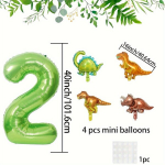 6tk 101.6 Cm Mini Dinosauruse S&uuml;nnip&auml;evapeo Tarvikud, Rohelised Numbri &Otilde;hupallid Rex Tyrannosauruse, Velociraptori, Triceratopsi Dinosauruse Foolium&otilde;hupallid Armas Dinosauruse Peo Kaunistamiseks, 2 numeris