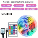 1/5/10/15/20/30m Led Valgusrihmad, USB-Pistik, Ultra Pikk 5050 RGB V&auml;rvimuutusega, 24-Klahviga Ir Kaugjuhtimispult, 15M/50FT