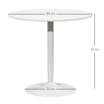 S&ouml;&ouml;gilaud 2-le inimesele, &uuml;mar lauaplaat &Oslash;80 cm, MDF ja teras, libisemisvastane, valge, 75 cm k&otilde;rgus