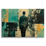 Abstraktsed maalid Mehed linnas Pildid elutuppa Vintage stiilis 80x120
