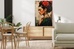 Klassikaline seinapilt elutuppa Naine lilledega retro stiilis 80x120