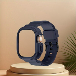 S&uuml;sinikkiud tekstuuriga integreeritud kellarihm kaitse&uuml;mbrisega iPhone/iWatchile.