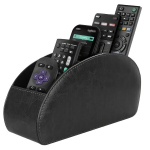 Telefonihoidja Puldihoidik viie lahtriga - Kunstnahast must puldikorraldaja TV, DVD, Blu-ray jaoks