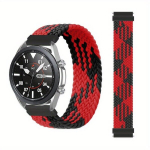 Sobib Samsung Galaxy Watch Active nutikas kellarihm 20mm 22mm teleskoopiline nailonist rihm (Ilma kellata), Raudona Ir Juoda