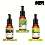 3tk 10ml Eeterliku &Otilde;lide Difusor Komplekt L&otilde;&otilde;gastumiseks, Eukaliptas + vanilė + citrina