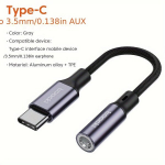 Type-C kuni 3,5mm k&otilde;rvaklappide adapter, meessoost-naissoost helikaabel.