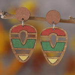 Vintaaž Boho V&auml;rvilised Triibulised &Otilde;&otilde;nes Vee Tilga K&otilde;rvar&otilde;ngad Naistel Puidust Kaks K&uuml;lge Earrings.