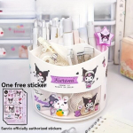 Sanrio Armas Laua Korraldaja - P&ouml;&ouml;rlev Pliiatsitops My Melody & Cinnamoroll Kujundusega, Mitmeosaline Kirjatarvete Hoiukarp Kontoritarvetele, Balta Kulomi