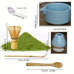 6tk Matcha Komplekt, Bambusest Kauss Vispel Ja Komplekt, Mėlyna
