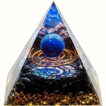 Tervendav Kristall P&uuml;ramiid Lapis Lazuli Palli, Vaskspiraali, Obsidiaani ja Kuldse Fooliumiga.
