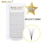 4D 0.07 204 Valet Ripsmed Kitsas Tipud Terav Tip Vol&uuml;&uuml;m Ripsmepikendused, 4D 0,07 C 8MM