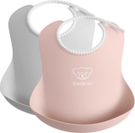 BabyBj&ouml;rn pudip&otilde;ll Baby Bib, 2tk, Grey/Powder Pink