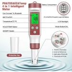 PH tester elektrooniline arvesti Bluetooth 7-1, ATC veekvaliteedi tester/PH/TDS/EC/ORP/SG (t&auml;psus 0,01), automaatne kalibreerimine | taustvalgustusega PH-m&otilde;&otilde;tur joogivee, akvaariumi, basseini jaoks