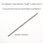 SUS304 Roostevaba Teras Survevedru: 0.5mm Traadi L&auml;bim&otilde;&otilde;t, 3mm V&auml;lisl&auml;bim&otilde;&otilde;t, 5-100mm Pikkused, 20 Tk Kohta., Ilgis 45 mm / 1,7717 colio