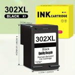 K&otilde;rge Saagikus 302Xl Tindikassett &Uuml;hildub Hp Deskjet, Envy ja Officejet Printeritega - Must ja Kolmev&auml;rviline, Uuesti Toodetud.