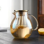 Suur Mahutavusega Kuumakindel Klaaskann - Ideaalne J&auml;&auml;tee, Limonaadi ja K&uuml;lmade Jookide Jaoks., Naujas Pumpkin Pot 1500ml (skaidri Lake Green Handle)