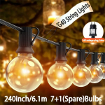G40 LED gloobuslambid v&auml;listingimust tulede kett 30,48m, 20FT/6,1m 7+1(Atsarginės)Lemputės