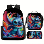 Disney Stitch 3-osaline Seljakotikomplekt - Kestva Oxford kangaga, juhuslikud tr&uuml;kised., Dygsnis A