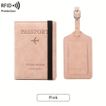 RFID Mitmefunktsionaalne Passihoidja ja Pagasisildi Kaart, Passikomplekt Reisikaaslane Passi&uuml;mbris., Rožinis