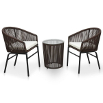 Bistrookomplekt patjadega vidaXL, 3-osaline, pruun, PVC rotang