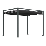 Outsunny paviljon terrassikatusega l&uuml;kandkattega, pol&uuml;ester, must+hall, 298x213x221cm, Juoda