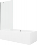 Vann Mexen Cube viimistluse ja klaasseinaga, 180x80 cm + 90 cm, White+Chrome/Transparent