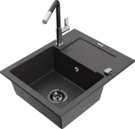 Graniidist k&ouml;&ouml;givalamu Mexen Enzo koos segisti ja sifooniga, Black granite+Black/Chrome