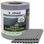 Kontrastne aia privaatsusriba klambritega, 19 cm x 35 m, helehall