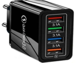 ŁADOWARKA 4 USB QC CZARNA (500)