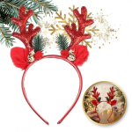 Świąteczna opaska do włos&oacute;w z uszkami i rogami Renifer O538CZE