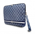 DKNY PU Leather Checkered Pattern and Stripe Laptop Sleeve 13|14" Blue DKCS14PVSHLB