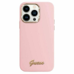 Guess GUHCP16XSMBSLP iPhone 16 Pro Max 6.9" r&oacute;żowy|pink hardcase Silicone Script Metal Logo & Frame
