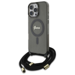 Guess GUHMP16XHCTSGNSK iPhone 16 Pro Max 6.9" czarny|black hardcase Crossbody Cord Script MagSafe