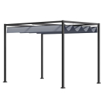 Outsunny pergola 4x3m aiapaviljon, terrassikatus terasest, reguleeritava katusega aiapaviljon, vabalt seisev, p&auml;ikesekaitse terrassile ja aeda, tumehall, Tamsiai pilka