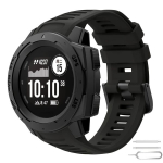 Nutikell Asendusrihm Garmin Instinctile, Pehme Silikoonk&auml;epael, Juoda