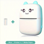 Kaasaskantav Mini Printer: Traadita Tindita Fotoprinter Fotodele ja Kviitungitele, Blue Host + 1 spausdinimo popieriaus ritinys