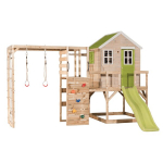 Laste puidust m&auml;ngumaja lium&auml;ega, ronimissein, Wendi Toys M22L-G, roheline, 360 x 340 x 242 cm
