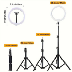Telefonihoidja 25,4 cm LED-ringvalgusti koos 110 cm reguleeritava statiivi ja universaalse telefonihoidjaga.
