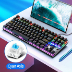 YinDiao mehaaniline klaviatuur siniste l&uuml;lititega, juhtmega USB., Juoda